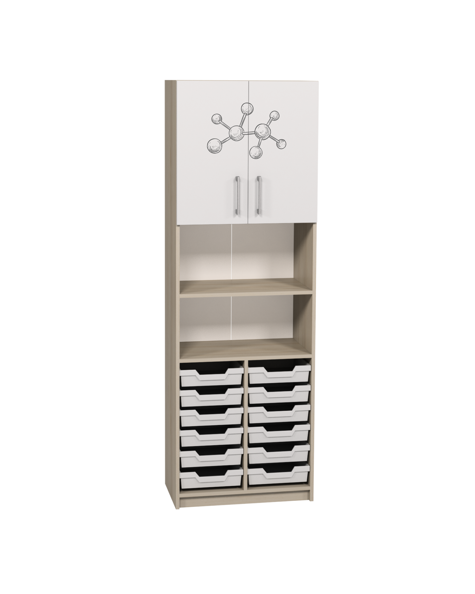 Шафа напівзакрита з лотками з унікальним фотодруком для кабінету БІОЛОГІЇ, 702х405х2115 мм, АНШАР ГРУП (7705 + Фбіол)